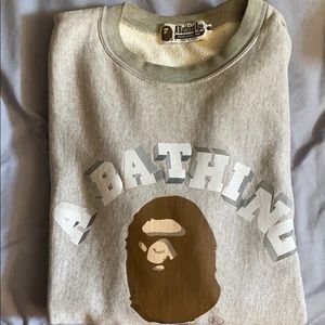 Gray Bape crewneck sz M “ MADE IN JAPAN “